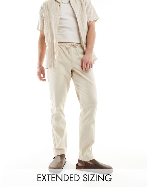 Pantalon ajusté à enfiler - beige ASOS pour homme en coloris Natural