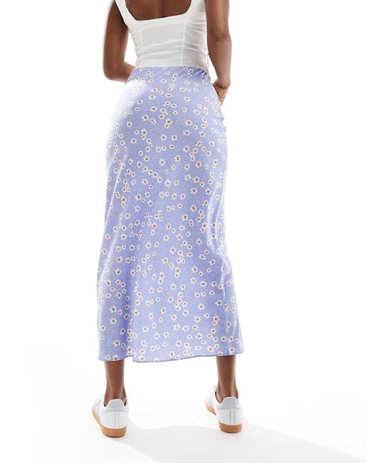 Wednesday's Girl Blue Daisy Floral Midaxi Skirt