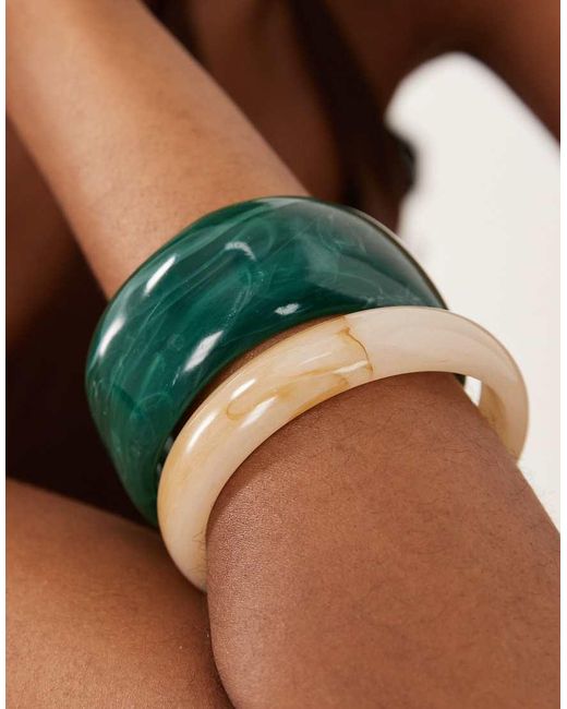 ASOS Brown Pack Of 2 Mixed Resin Bangles