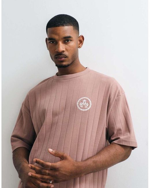 ASOS Brown Heavyweight Oversized Tshirt With Chest Graphic for men