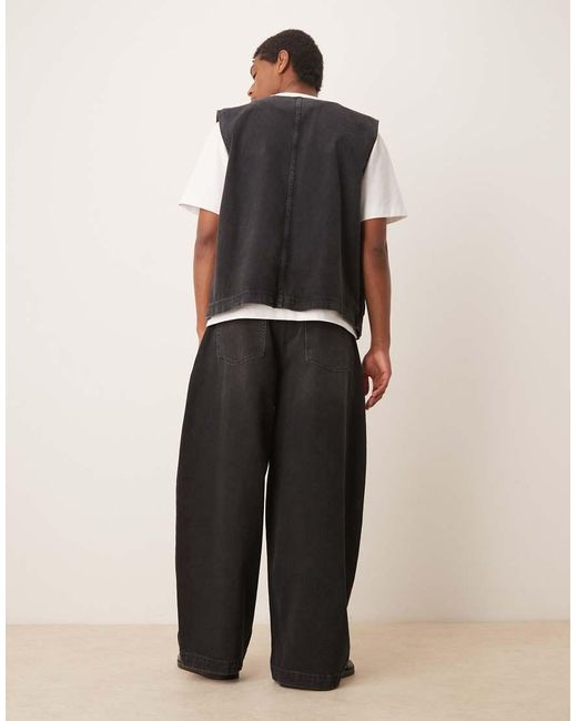 Vaqueros Holgados Y Extragrandes Con Lavado Negro Y Pinzas De (Parte De Un Conjunto) ASOS de hombre de color Black