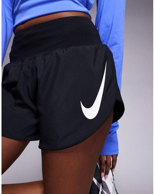 Nike Blue Nike Tempo Running Shorts With Swoosh Detail