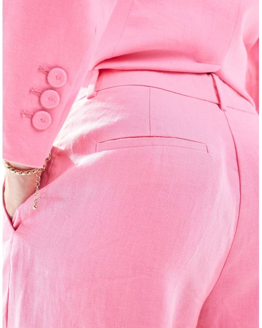 Pantalon d'ensemble en lin Mango en coloris Pink