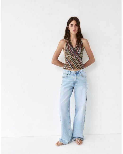 Pull&Bear Multicolor Striped Halter Top