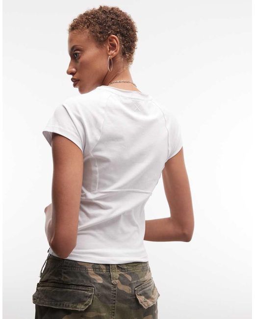 Collusion White Exposed Seam Detail Raglan Top