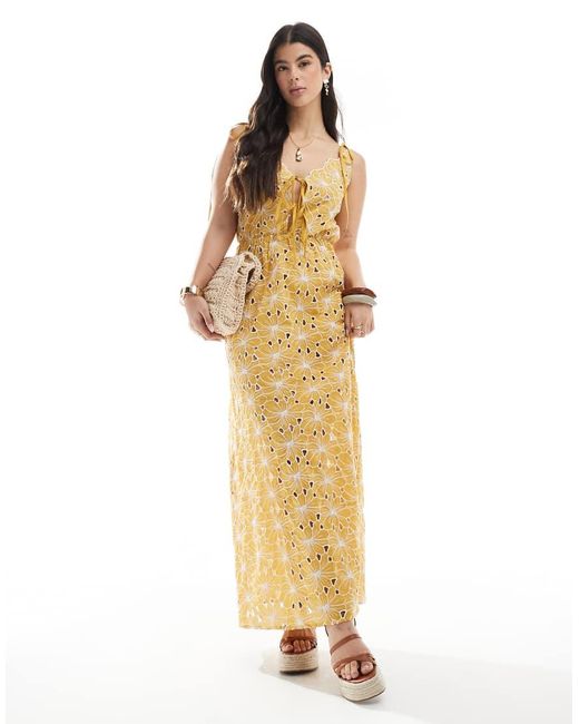 esmé studios Metallic Esmee Exclusive Maxi Brodereie Beach Dress