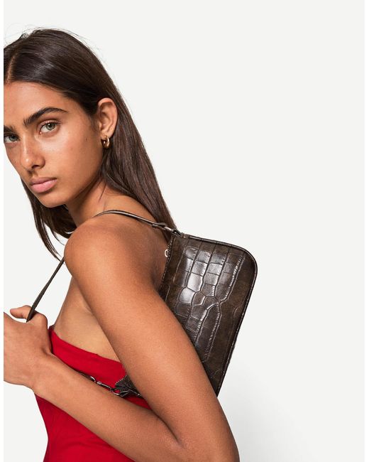 Bershka Brown – kleine schultertasche aus kunstleder