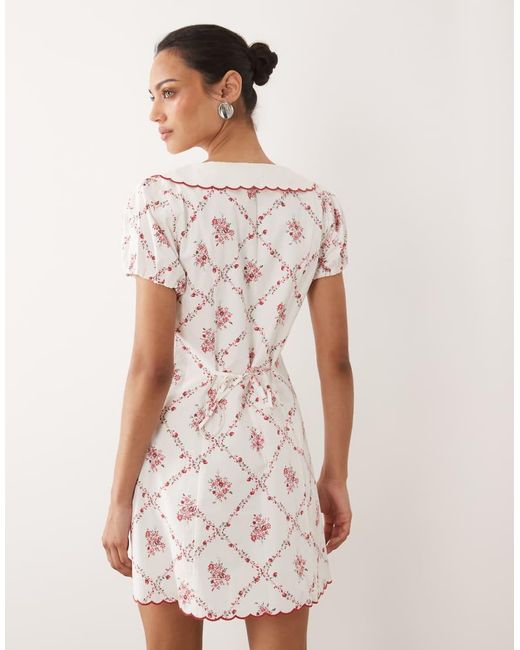 Abercrombie & Fitch White Collared Puff Sleeve Mini Dress