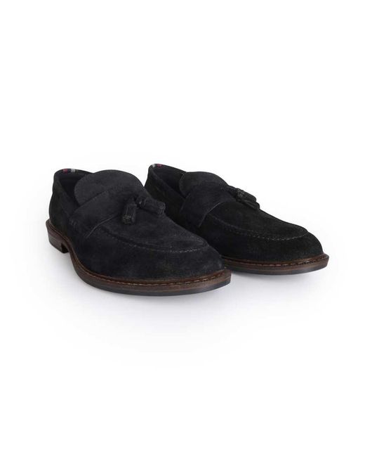 Thomas Crick Black 'Clinton' Leather Tassel Formal Loafer Shoes for men