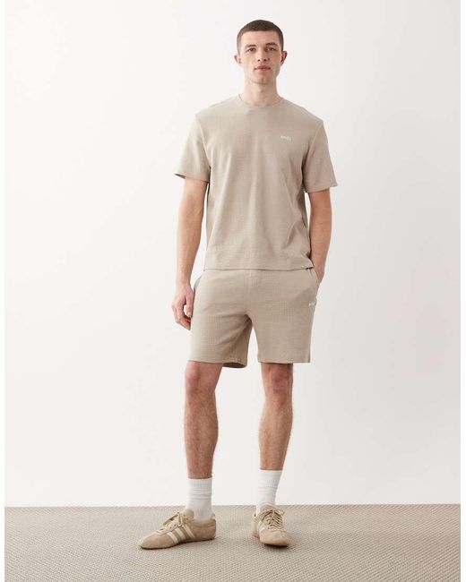 Boss Natural Waffle Co-Ord Lounge Shorts for men