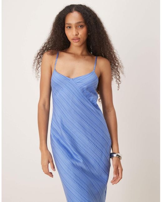 Motel Blue Elayna Chiffon Stripe Midi Dress