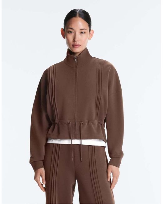 Oysho Brown Soft-Touch Modal Jacket With Rib Trim