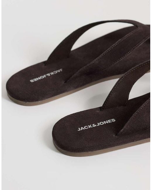 Jack & Jones Black Suede Flip Flops for men