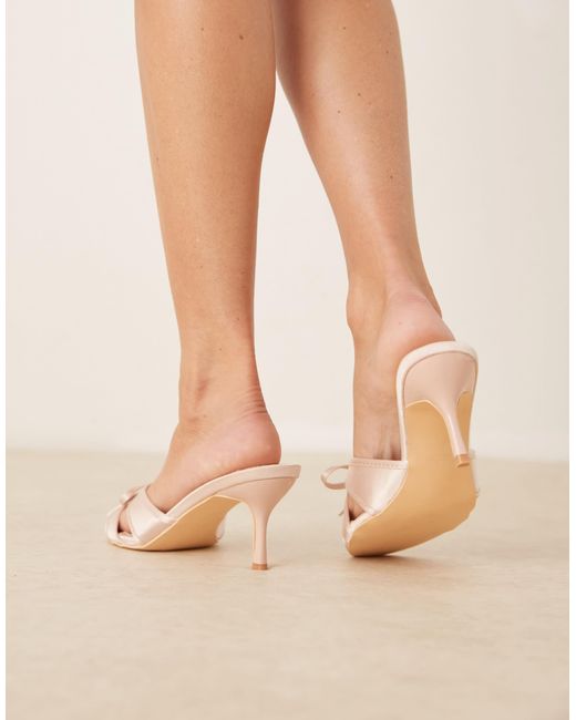 Glamorous Natural Heeled Mule Sandals