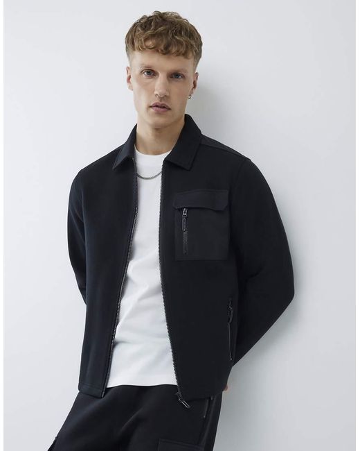 River Island Blue Slim Fit Nylon Hybrid Shacket for men