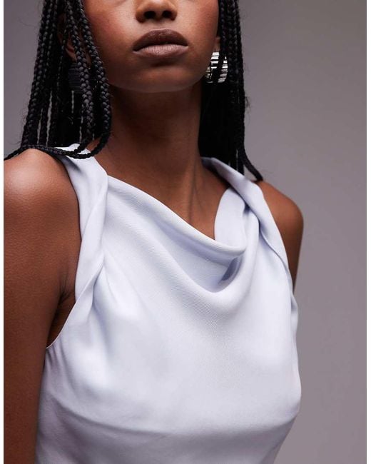 Top Senza Maniche Ghiaccio Con Spalline Attorcigliate di TOPSHOP in Blue