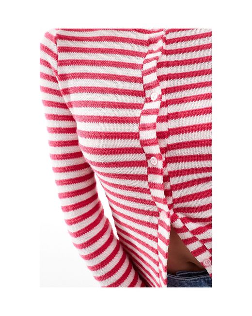 ASOS Multicolor – eng geschnittene strickjacke aus strukturiertem jersey mit rosa streifenmuster
