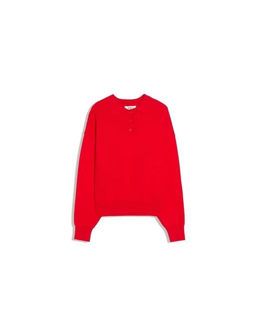 Bershka Red Oversize Polo Collar Jumper
