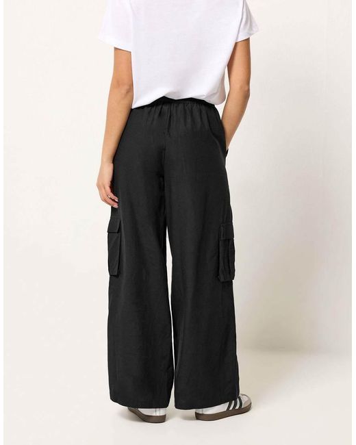 PixieGirl White Petite Cargo Wide Leg Trousers