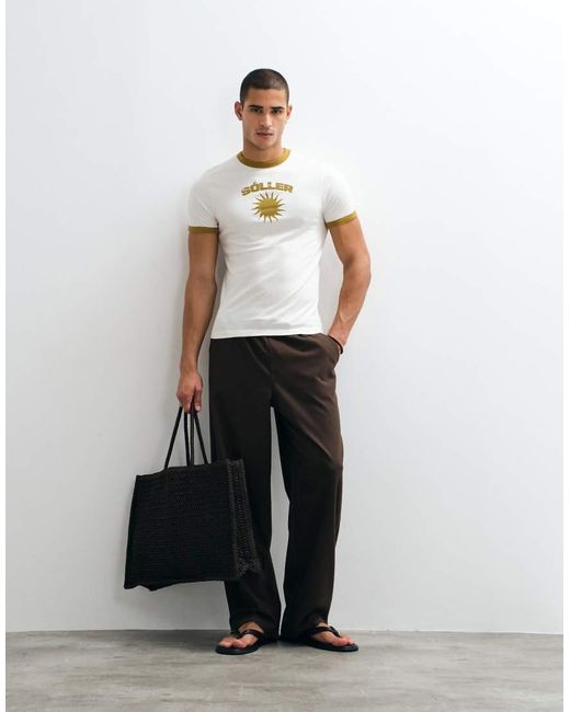ASOS White Slim Ringer T-shirt With Solar Graphic for men