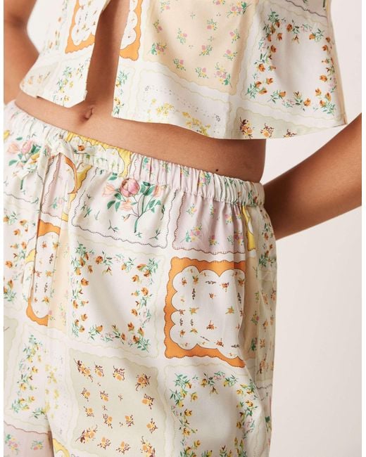 Aray Natural Patchwork Print Beach Short Co-ord