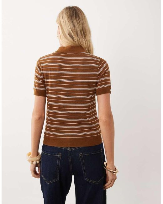 Mango Brown Short Sleeve Polo Top