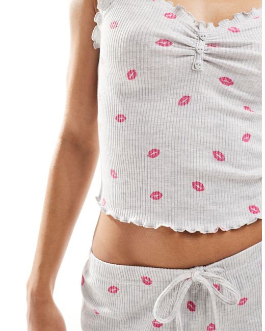 Boux Avenue White Ribbed Singlet And Shorts Pyjama Set