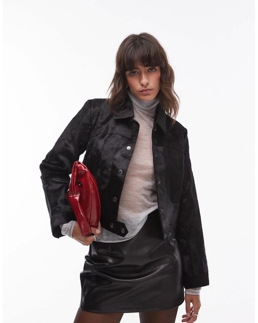 Mango Black Capsule Leather Boxy Jacket