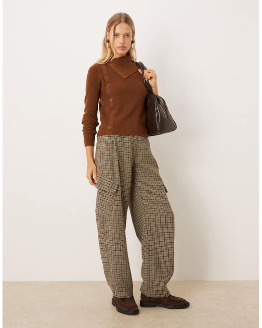 Mango Brown Jumper With Side Buttons