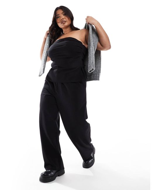 ASOS Black Asos Design Curve Ponte Barrel Leg Pants