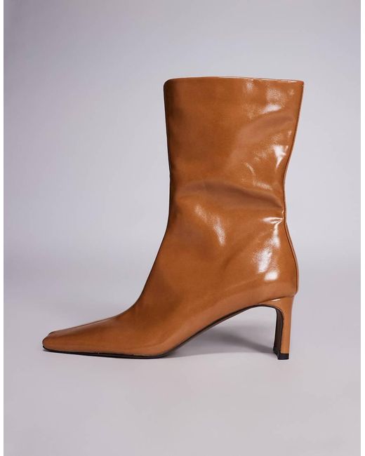 ASOS Brown Eliza Set Back Heel Ankle Boots
