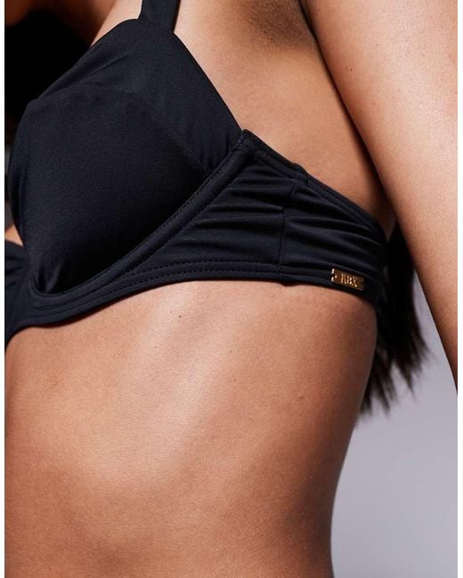 KBX Black Underwire V Front Bikini Top With Removable Padding