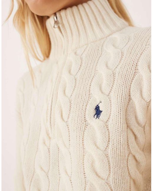 Maglione Taglio Corto Lavorato A Trecce Color Crema di Polo Ralph Lauren in Natural