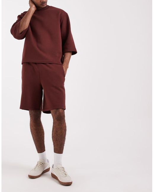 ASOS Red Oversized Longer Length Jersey Bermuda Shorts for men
