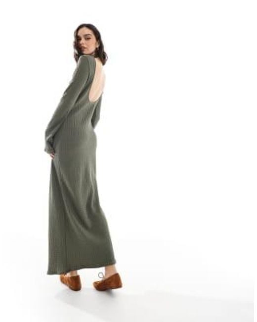 Vero Moda Green Long Sleeve Textured Maxi Dress