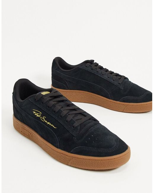 puma ralph sampson suede gum sole trainers in tan