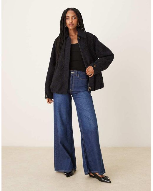ASOS Black Top Collar Brushed Bomber Jacket