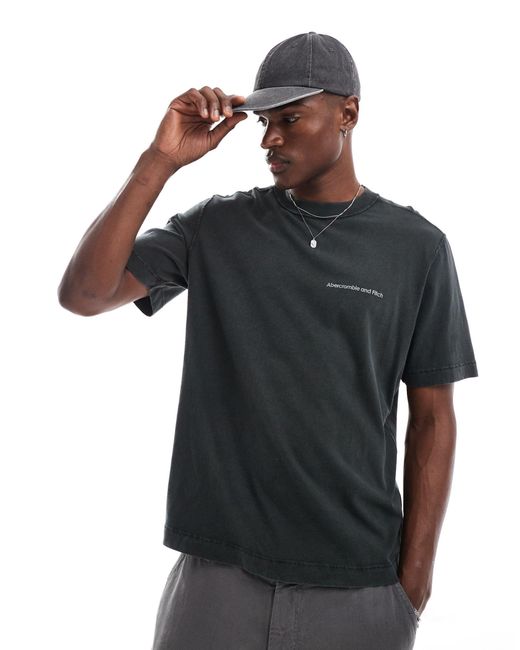 Camiseta negra extragrande con lavado ácido y logo vintage blank Abercrombie & Fitch de hombre de color Black