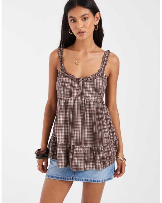 Hollister Purple Babydoll Tunic Top With Tie Back Detail