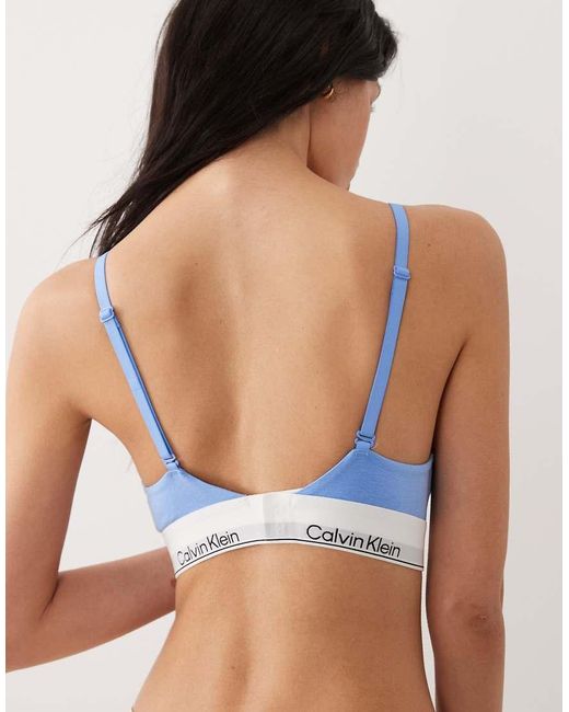 Calvin Klein Blue Icon Cotton Modal Lightly Lined Triangle Bra