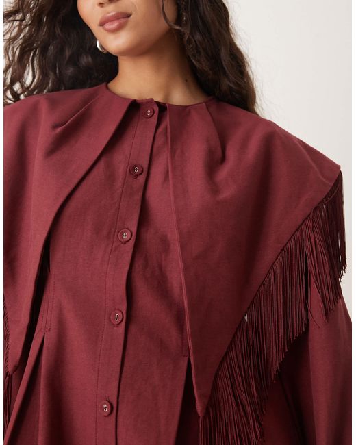 Ghospell Red Frankie Fringed Mini Dress
