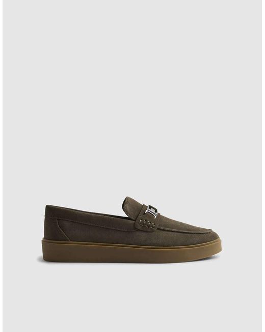 River Island Green Suede Buckle Loafers for men