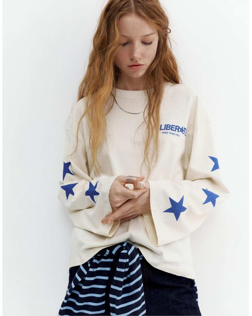 Pull&Bear White – langarmshirt