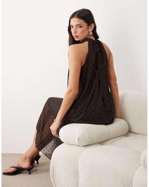 Gina Tricot Brown Halterneck Asymmetric Dress
