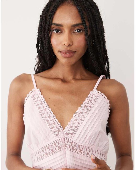 Miss Selfridge Pink Cami Lace Detail Mini Dress