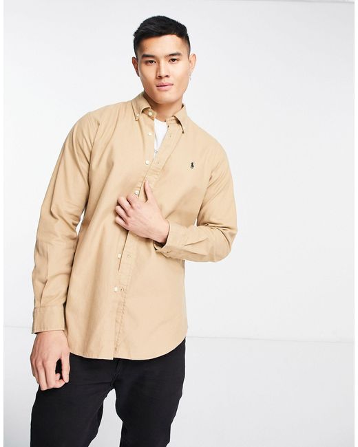 Chemise classique en flanelle brossée avec logo emblématique - beige kaki  Polo Ralph Lauren pour homme en coloris Neutre | Lyst