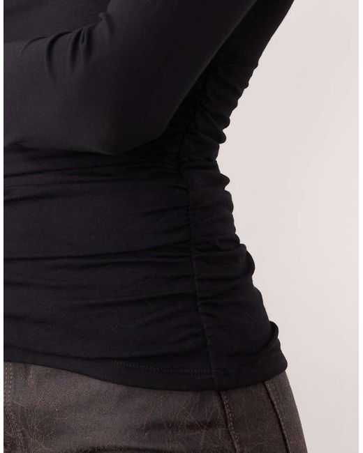 Nobody's Child Black Ruched Side Long Sleeved T-Shirt