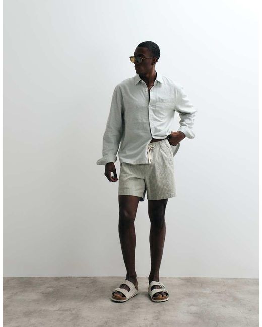 Hollister Gray Pull On Seersucker Shorts for men