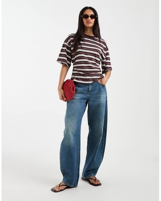 ASOS Brown Textured Knit Corset Waist T-shirt