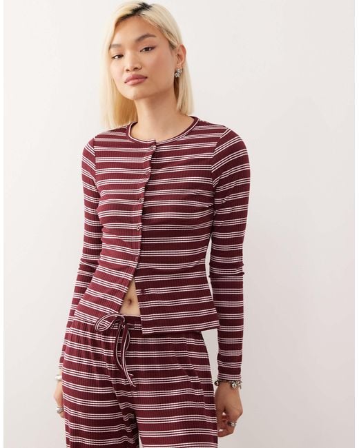 Collusion Red Fitted Rib Cardigan